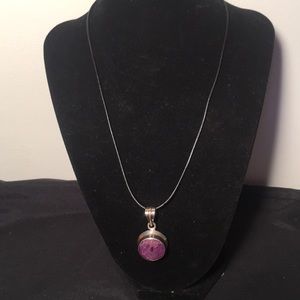 Amethyst Pendent Sterling Silver 18”